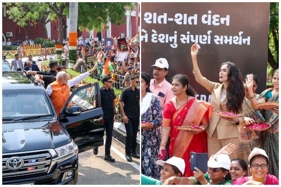 PM Modi Meets Colonel Sophia's Family During Vadodara Roadshow