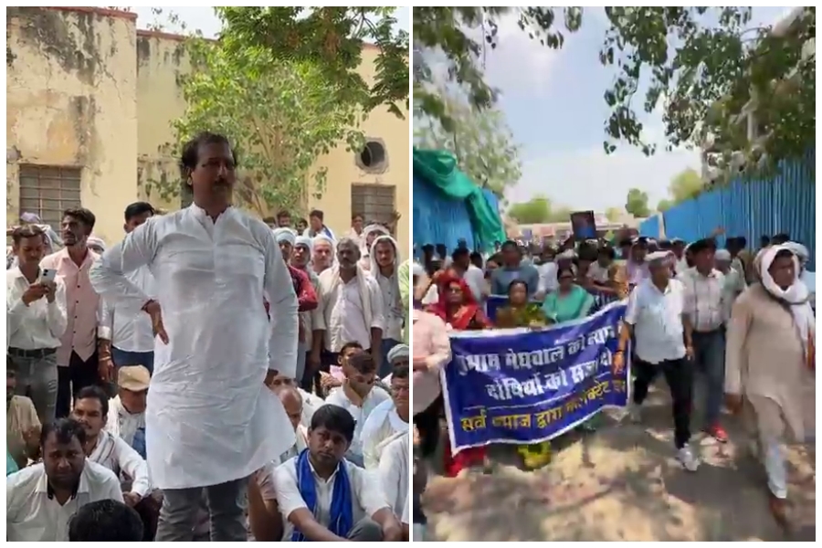Police Lathicharge on Protesters in Jhunjhunu; Clash with Former Minister During Subhash Meghwal Case Protest